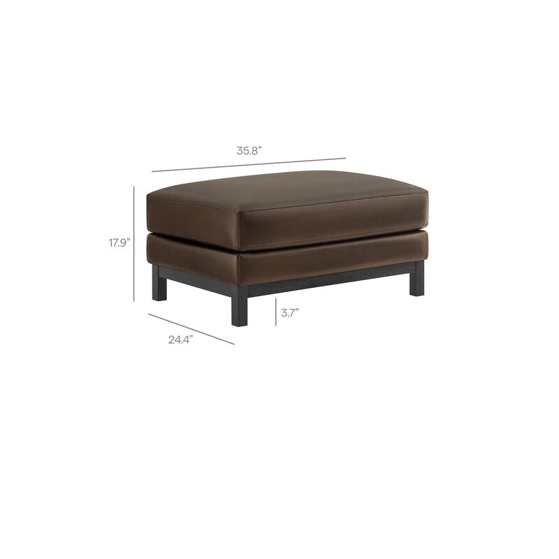 Modway Roscoe Vegan Leather Ottoman in Toast - Faux Leather Rectangular Footstool for Living Room, Bedroom, or Lounge Seating image number 2