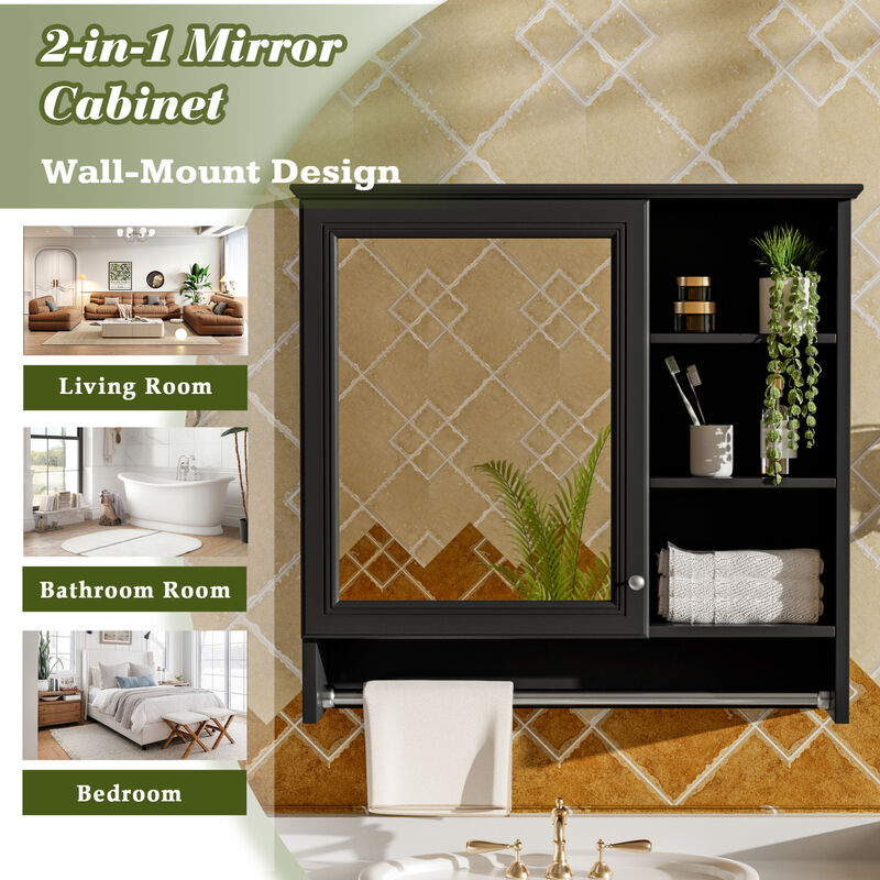 ELEMENT ACE Wall-Mount 2-in-1 Mirror Cabinet with Adjustable Shelf and Soft-Closing Hinges for Modern Storage Solutions image number 7