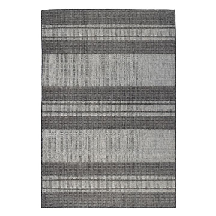 HomeRoots Striped Stain Resistant Indoor Outdoor Area Rug