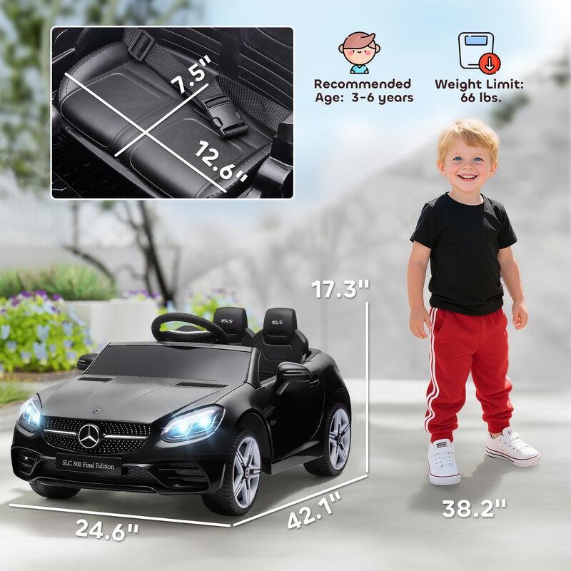 BreeBe Mercedes SLC 300 Licensed Kids Electric Car with Remote Control, 12V Battery Powered Kids Ride on Car with Music, Lights image number 2