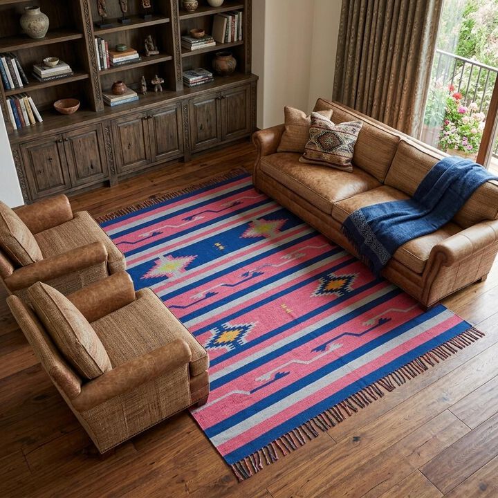 HomeRoots Southwestern Handmade Area Rug With Fringe