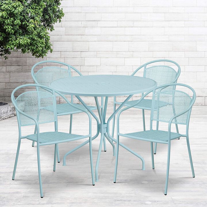 35.25RD Black Patio Table Set