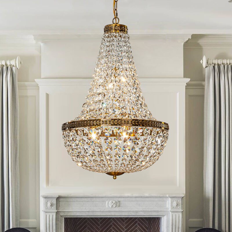 4-Light Vintage And Classic Basket Chandelier With Crystal Accents image number 1