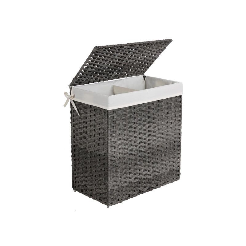 BreeBe Gray Laundry Hamper with Divider & Lid