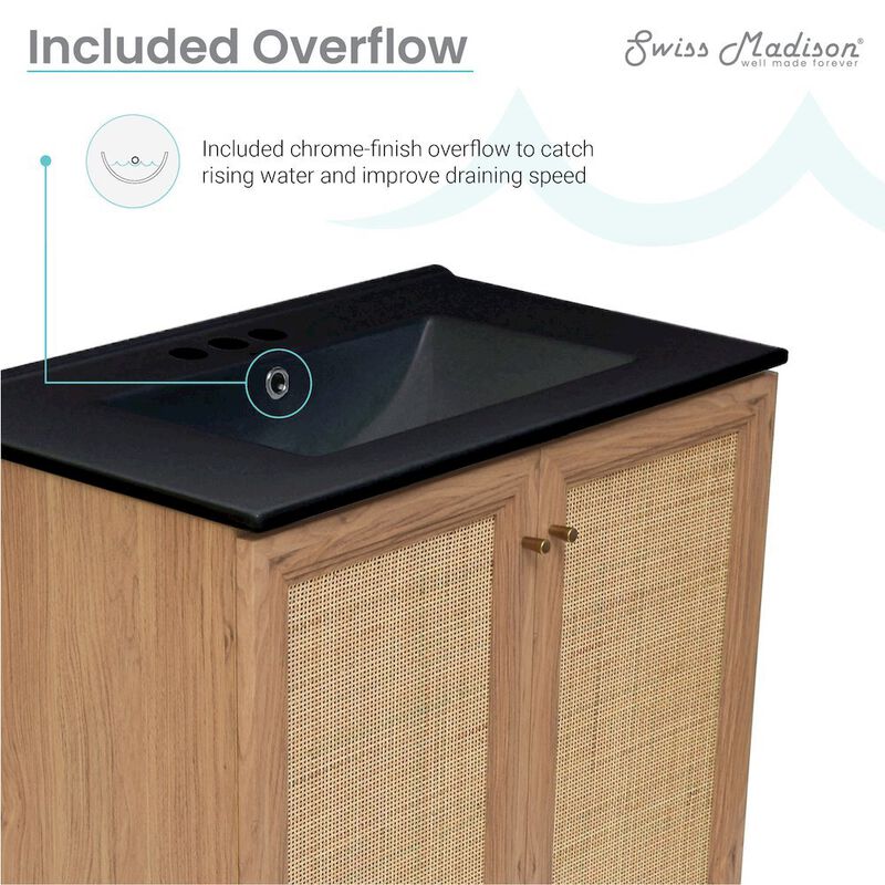 30" Freestanding Bathroom Vanity with 3-Hole Widespread Sink Top image number 3