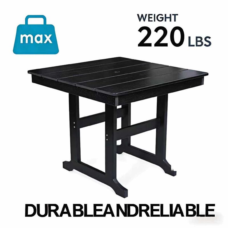 WOW PIONEER Weather Resistant HDPE Outdoor Patio Dining Table with Umbrella Hole image number 8
