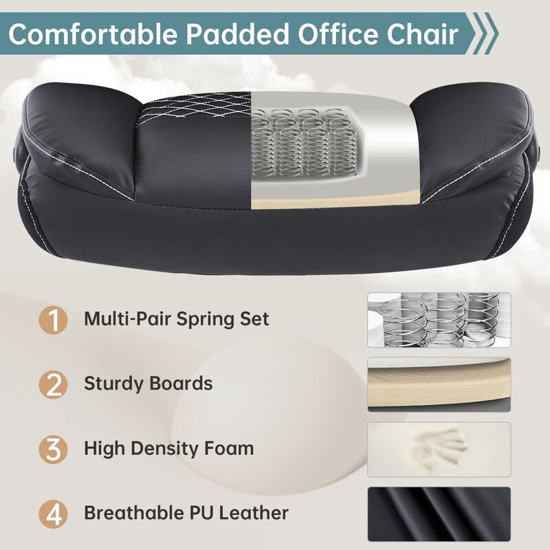 Ergonomic Leather Office Chair with Flip-Up Armrests, Lumbar Support, Swivel & Rocking &ndash; Home Office Desk Chair image number 4