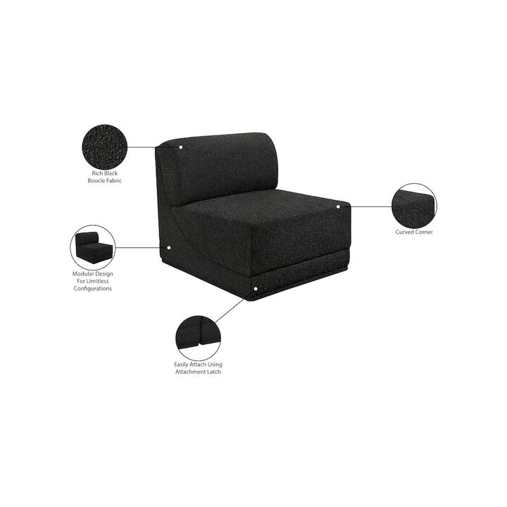Meridian Furniture Ollie Black Boucle Fabric Armless