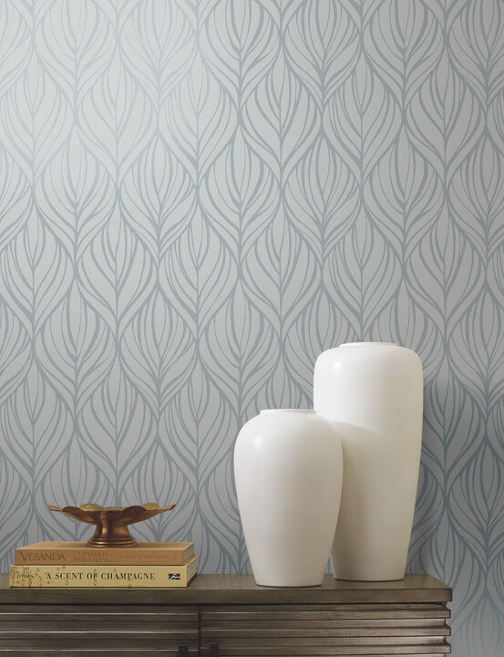 Palma Blue & Silver Wallpaper