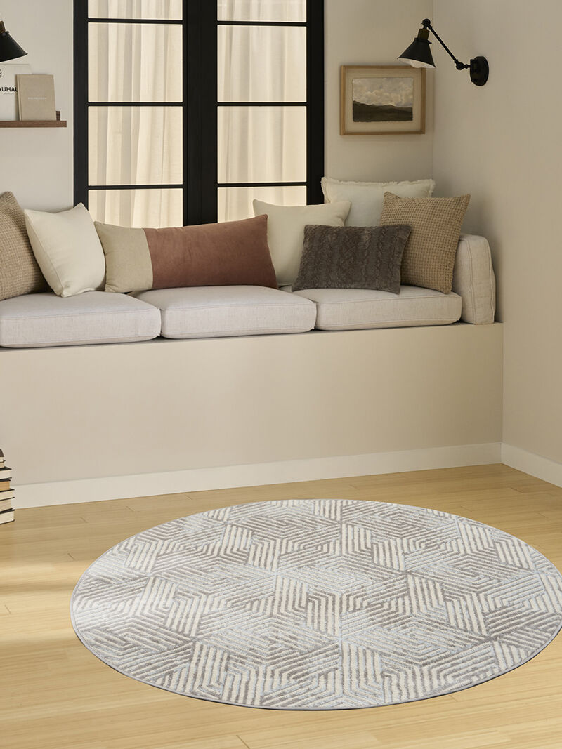 Grafix GRF39 Gray 5'3" x Round Rug