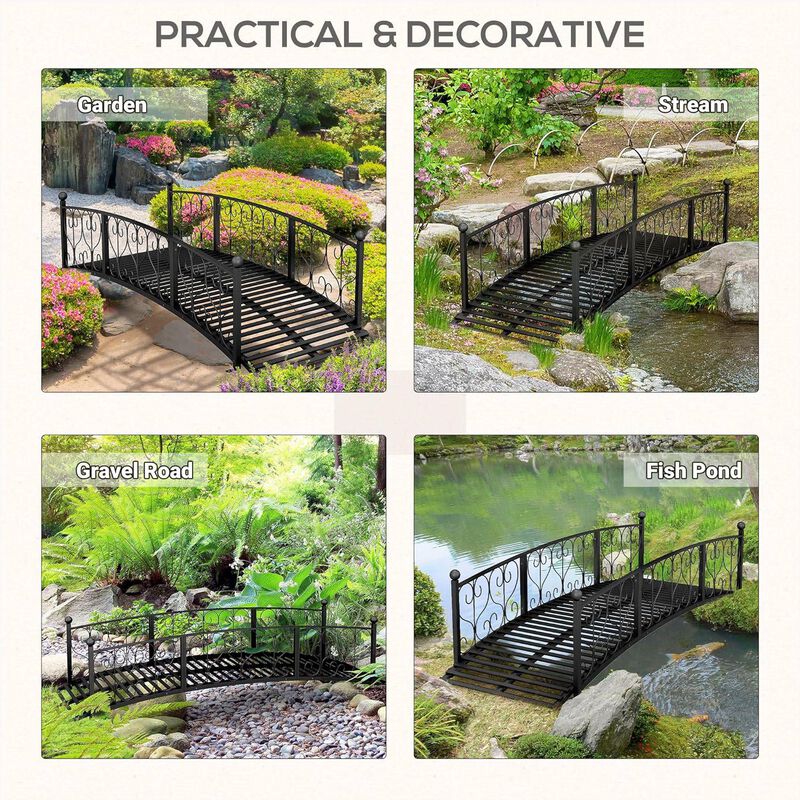 Outdoor Garden Bridge with Side Rails for Enhanced Safety and Decorative Landscaping Feature image number 3