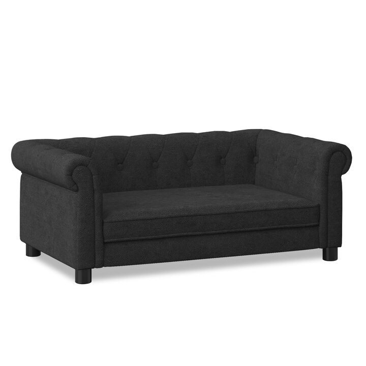 Modern Pet Sofa Linen Fabric Dog Bed for Small Medium Dogs Cats, Elevated Pet Furniture