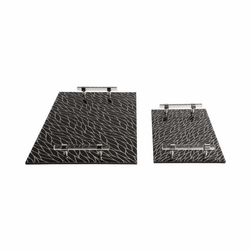 S/2 12/16" Sparkly Glass Trays image number 2