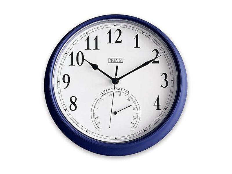 Kmok Tub Thermometer Use Blue Sweep Wall Clock 9 Inch Silent Battery Operated image number 1