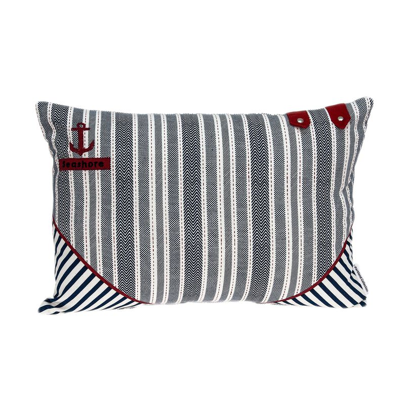 20&rdquo; Blue and White Maritime Striped Throw Pillow
