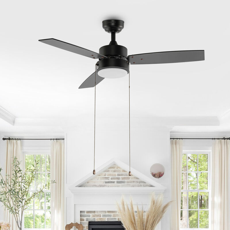 Blair 1-Light Modern Minimalist 3-Speed Iron Height Adjustable Integrated LED Ceiling Fan with Pull Chains
