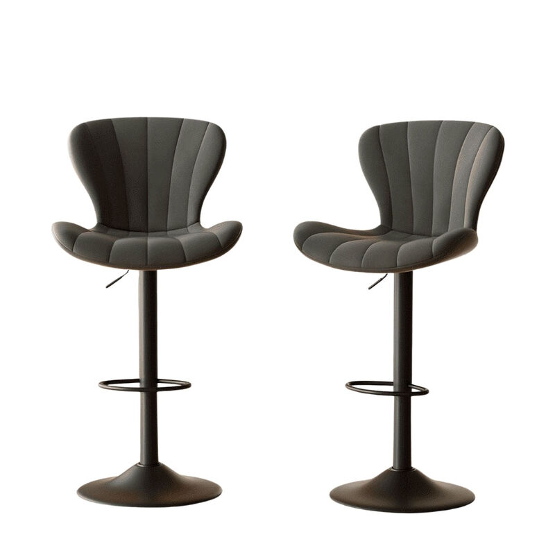 Modern Fabric Swivel Bar Stools Set of 2, Steady Adjustable Counter Height Stools with Back and Footrest, 360&deg; Kitchen Island Chairs for Kitchen Counter, Home Bar image number 0