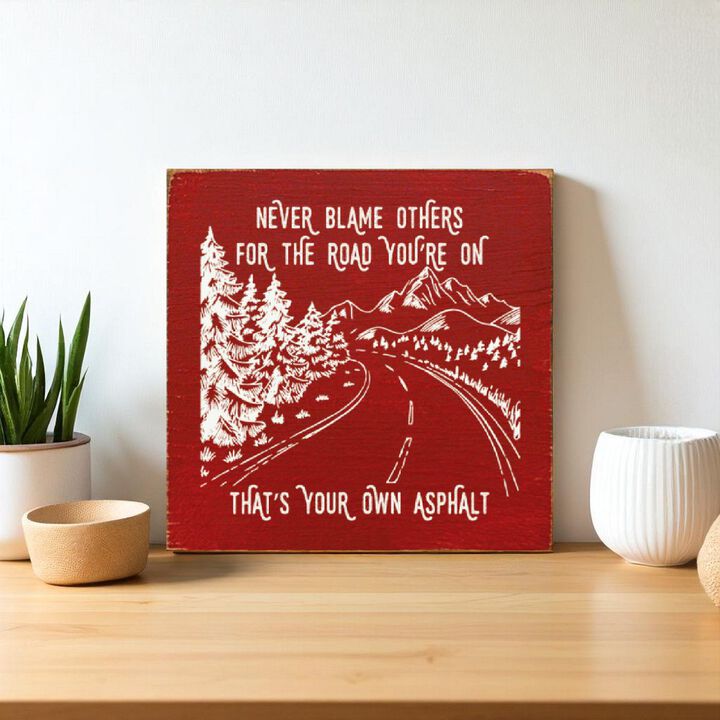 Inspirational Wooden Wall Art Sign Rustic Home Decor Motivational Quote Plaque Never Blame Others