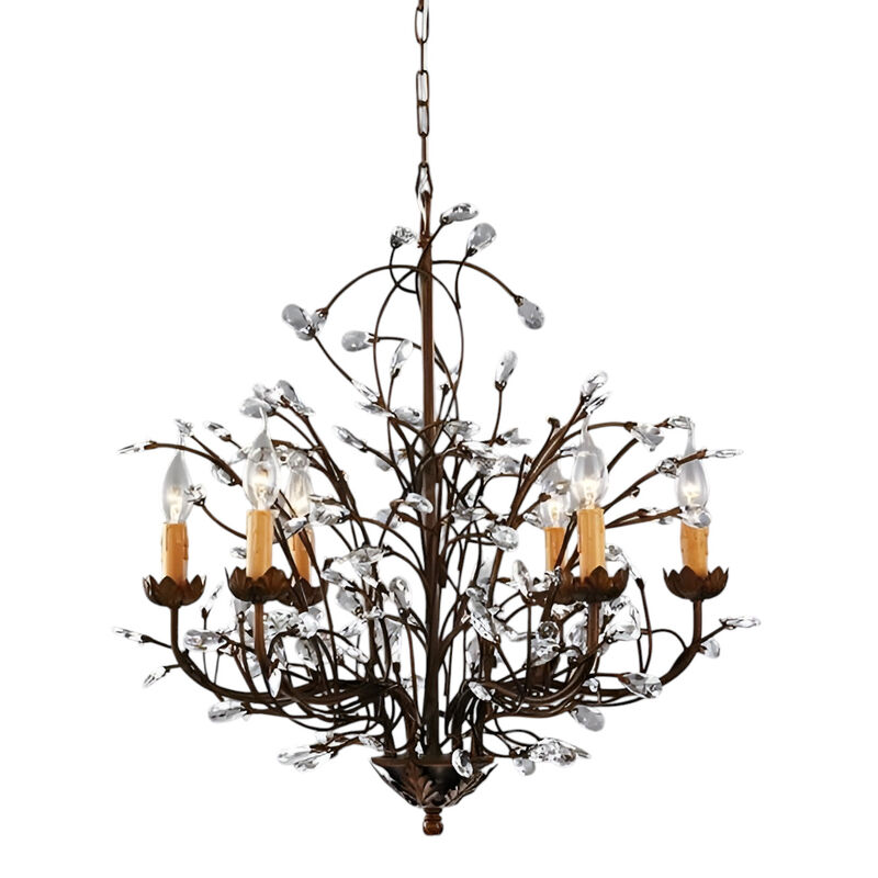 Crystal and Iron Chandelier Light &ndash; Modern Pendant Lighting with Stunning Crystal Detailing