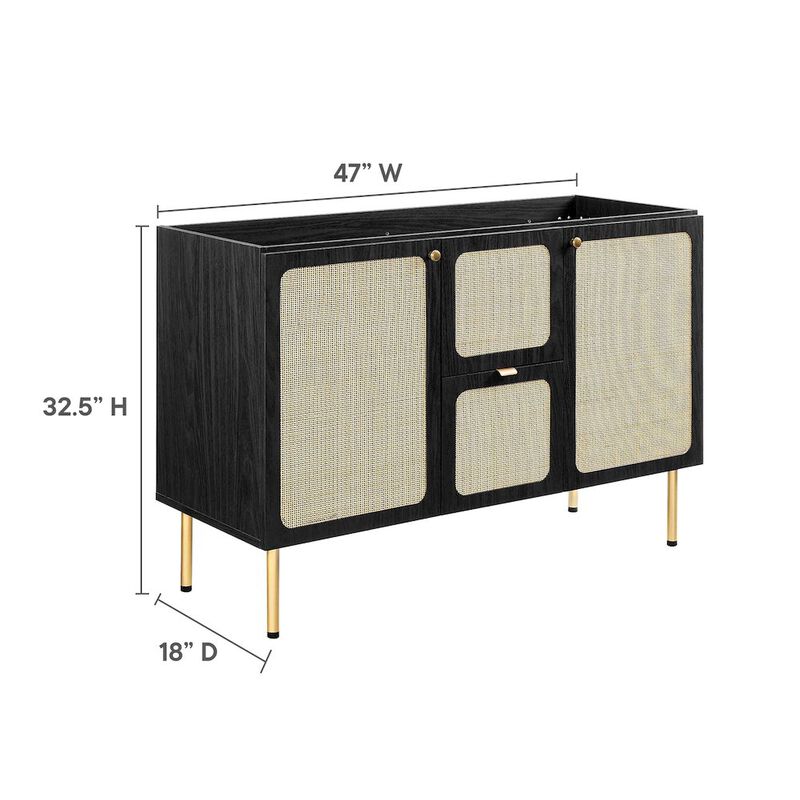 Modway EEI-6604-BLK Chaucer 48" Bathroom Vanity Cabinet (Sink Basin Not Included), Black image number 2