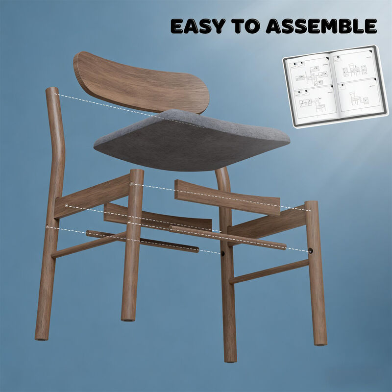 2Pcs Dining Chairs, Curved Backrest Kitchen Chairs Upholstered Side Chairs image number 5