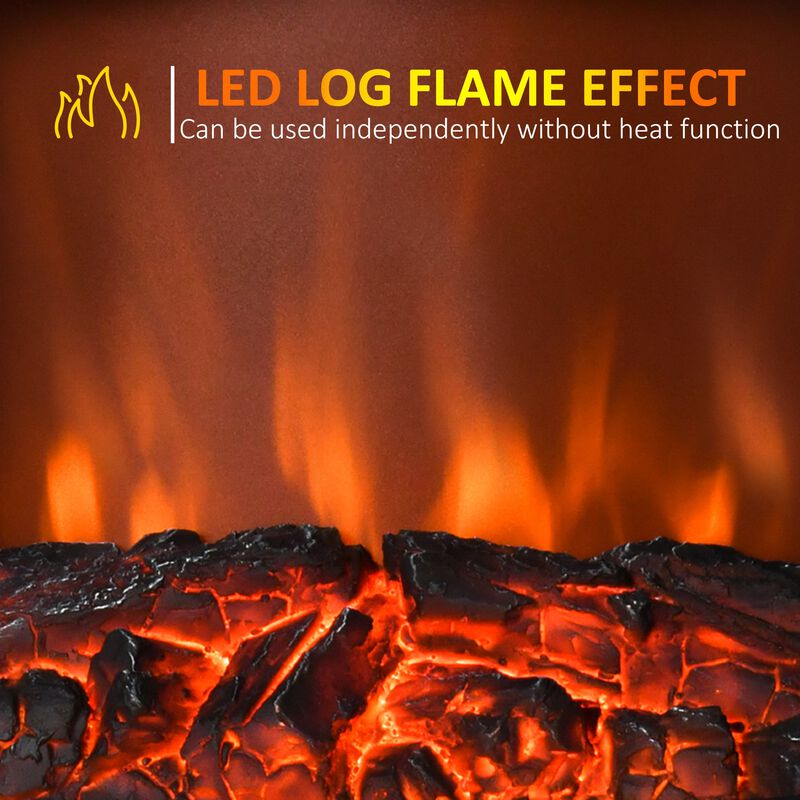 White Electric Fireplace: Freestanding with LED Flame image number 3