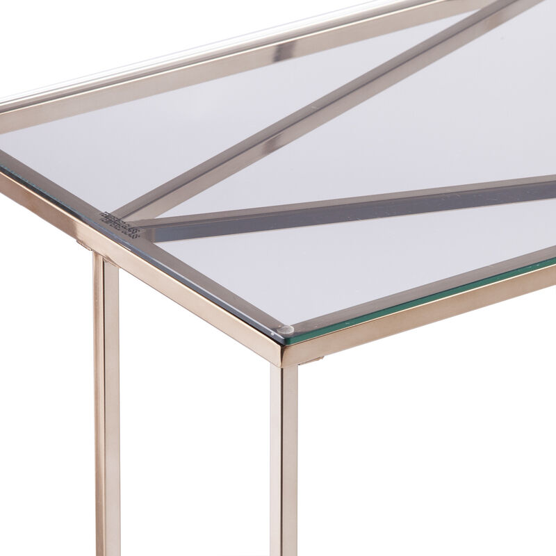 HomeRoots 42" Clear and Gold Glass and Metal Frame Console Table image number 4