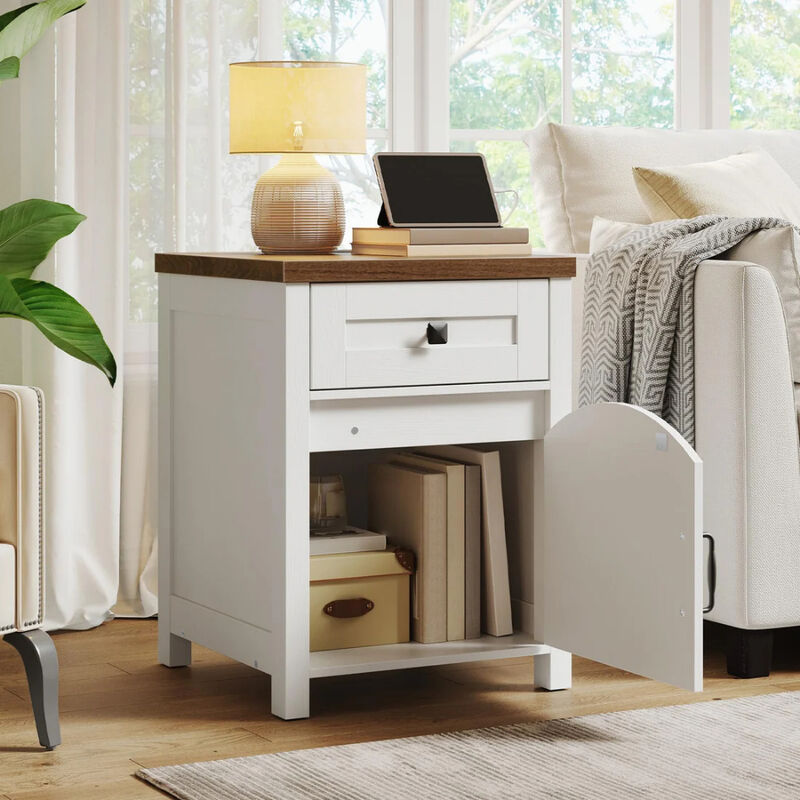 Farmhouse Nightstand with Built In Charging Station and Storage image number 4
