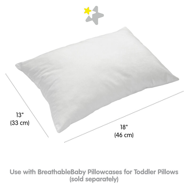 BreathableBaby Cotton Percale Toddler Pillow, 13" x 18" (2-Pack)