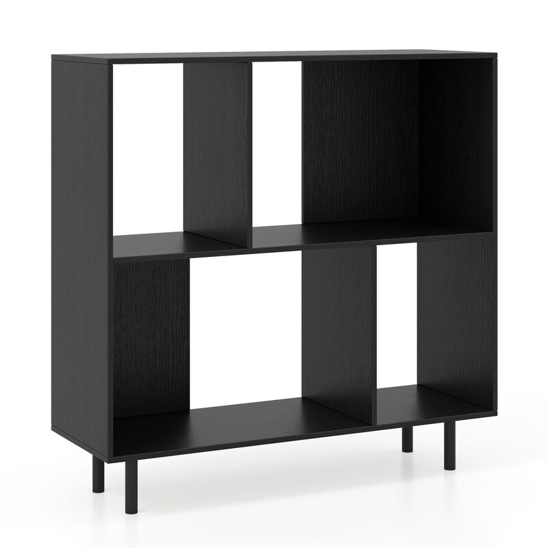 Open Shelf Bookcase with 4 Compartments
