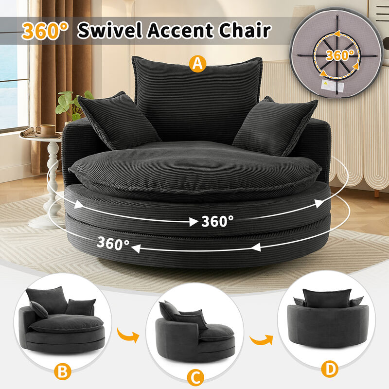 Merax 360&deg; Swivel Sofa Chair Accent Barrel Chair