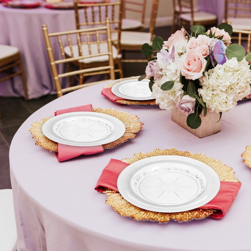 Clear Floral Round Plastic Dinnerware Value Set (120 Sets) image number 7