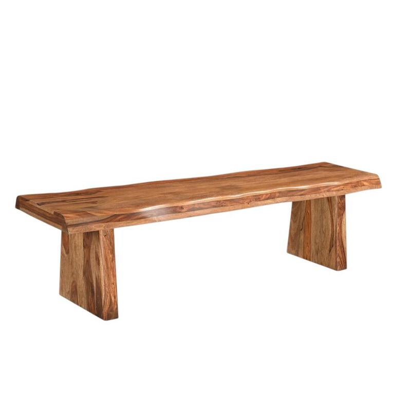 HomeRoots 68" Brown Solid Wood Live Edge Dining Bench image number 2