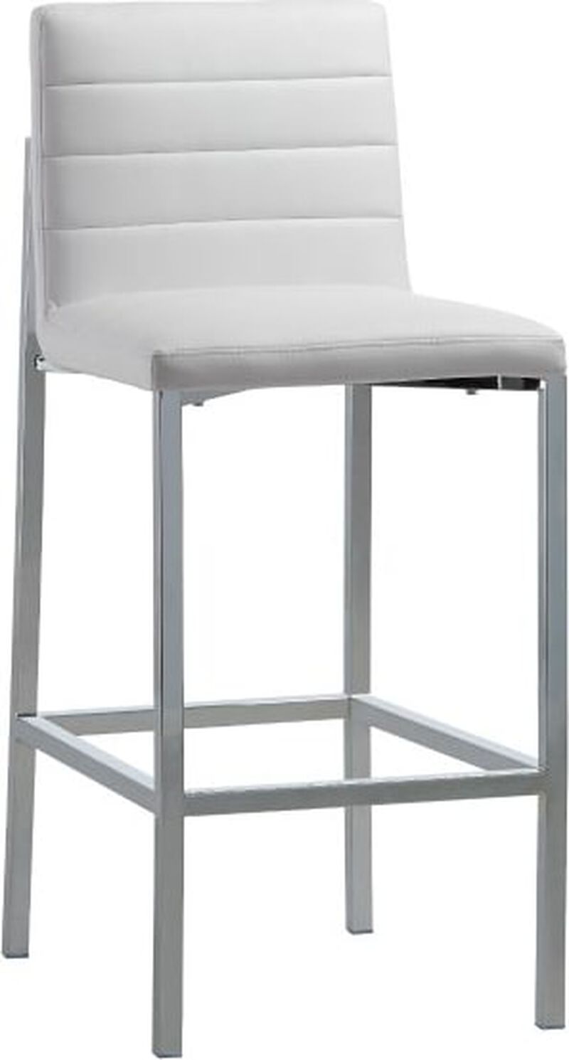 Amalfi Metal Back Counter Stool in White Leather - Set of 2