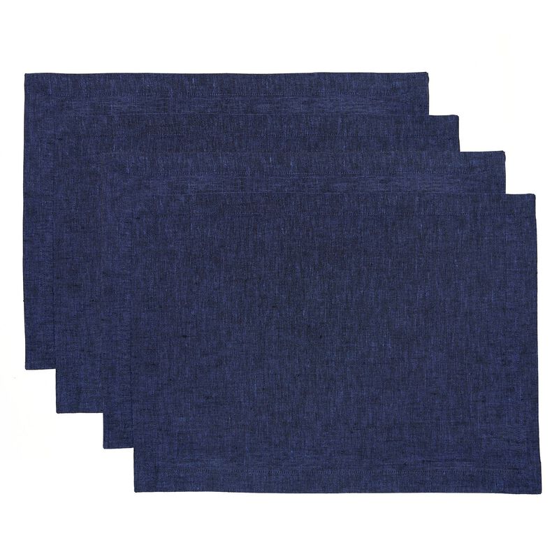 Solino Home Athena 100% Linen Placemats &ndash; Set of 4, 14 x 19 in, Machine Washable, Holiday and Everyday Dining