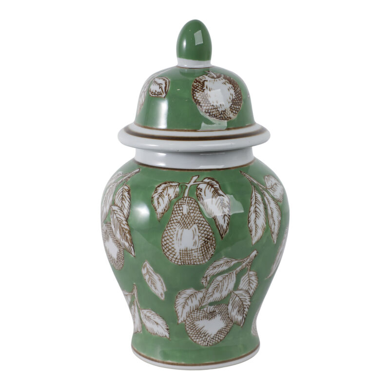 10x6" Pears & Twigs Temple Jar, Green/brown image number 0