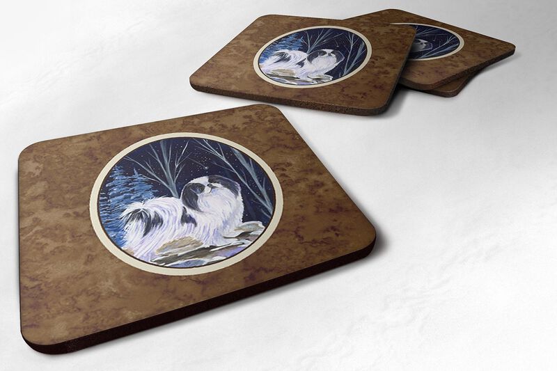 Caroline's Treasures SS8374FC Starry Night Japanese Chin Foam Coasters Set of 4 (Set of 4), 3.5 H x 3.5 W, Multicolor image number 0