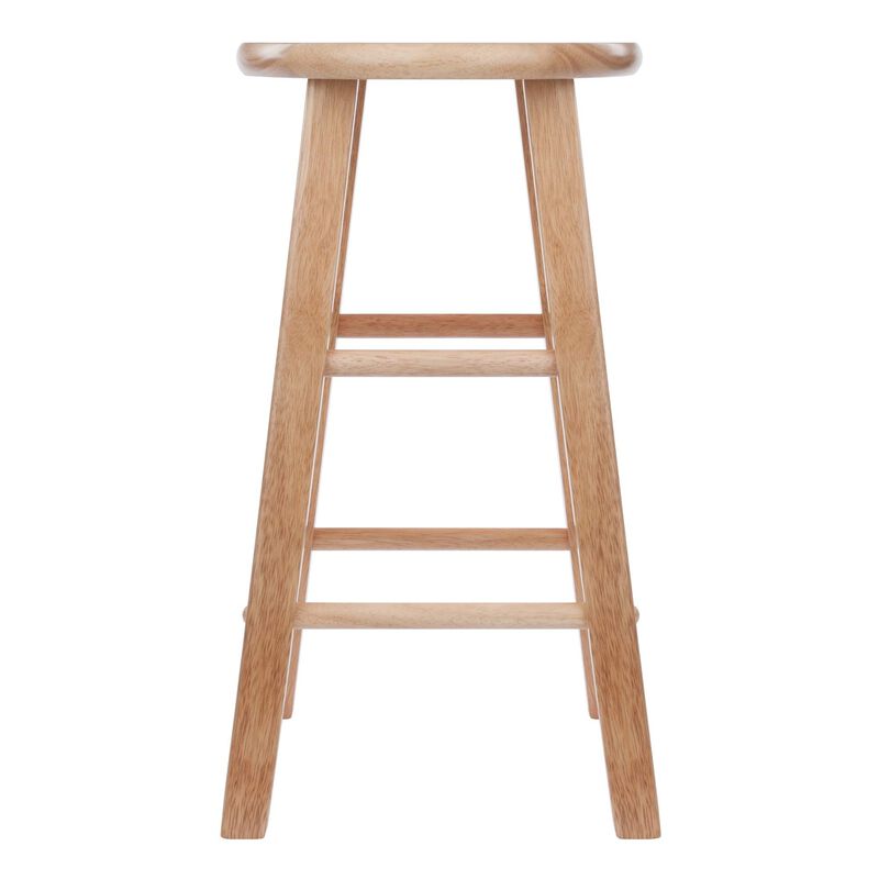 Ergode Wood Element Counter Stool Set - Natural Finish, Solid Wood, Timeless Design, 220lbs Weight Capacity, 8 Crossbars, Footrests, 13.39"W x 13.39"D x 23.86"H