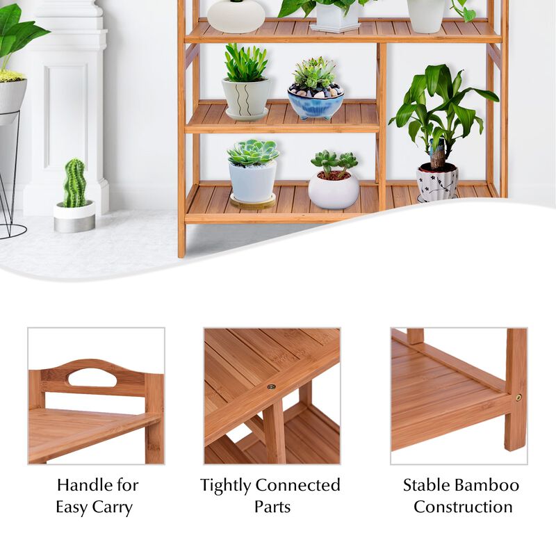 4 Tiers Multifunction Bamboo Storage Shoe Rack for Entryway Hallway image number 4