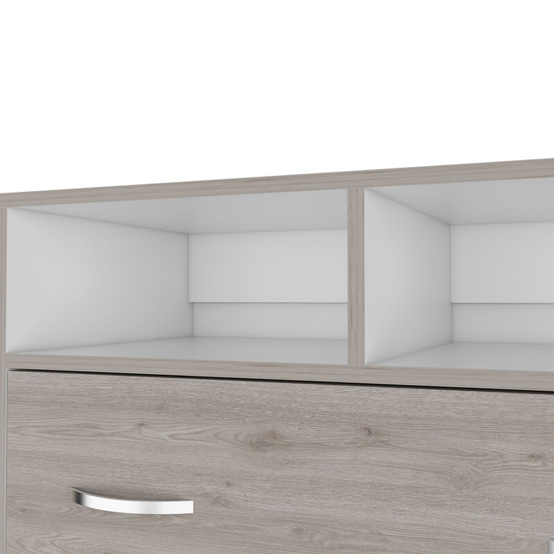 DEPOT E-SHOP Stamford Two Drawer Dresser, Four Legs, Two Open Shelves, Superior Top, Black