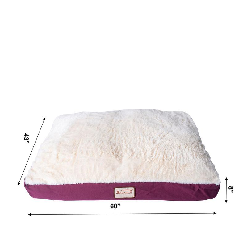 Armarkat Extra Large Pet Bed Mat With Poly Fill Cushion In Burgundy & Ivory