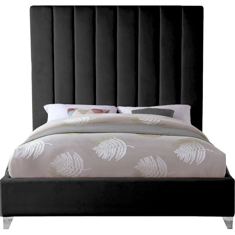 Meridian Furniture Via Black Velvet Full Bed