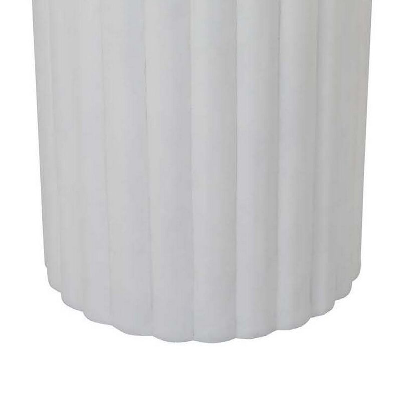 Accent Plant Stand Table, 21 Inch White Resin, Spacious Round Top