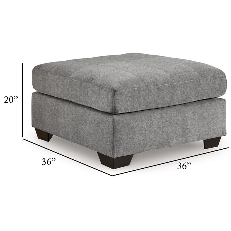 Marlow Oversize Ottoman, Stitch Details, Muted Gray Polyester 36 Inch - Benzara