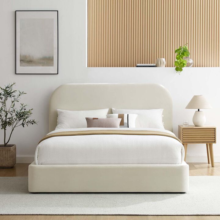 Modway Keynote Performance Velvet Curved Queen Platform Bed