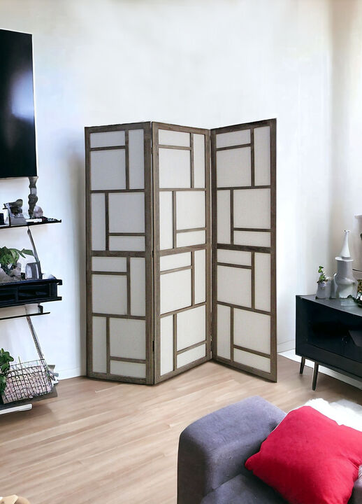 Wood and Fabric 3-Panel Screen Room Divider for Stylish Privacy and Space Separation