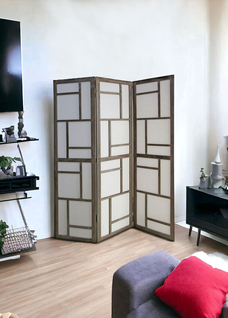 Wood and Fabric 3-Panel Screen Room Divider for Stylish Privacy and Space Separation