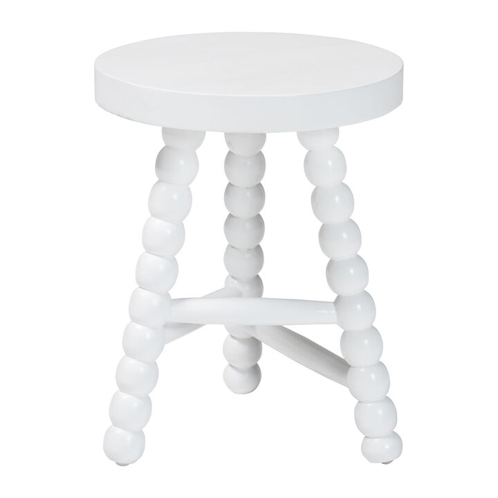 bali & pari David Acacia Wood Multipurpose Accent Stool - Turned Bobbin Decorative Side ottoman with Tripod Base