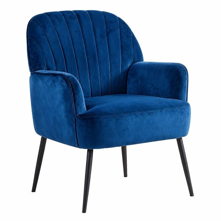 GOODSILO Velvet Upholstered Modern Accent Armchair, Comfortable Single Seating Chair for Living Room Bedroom Office Cafe and Waiting Room