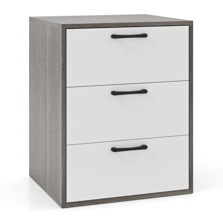 Hivvago Modern Dresser Nightstand with 3 Slide-Out Drawers